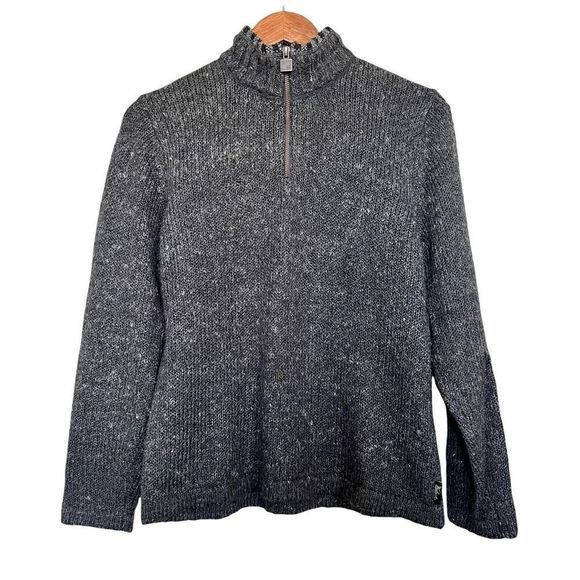 Woolrich Women’s Sz M 1/2 ZIP Charcoal Heathered Sweater - Picture 1 of 8